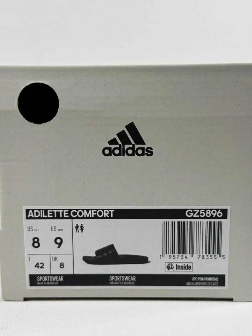 adidas Adilette Comfort Slides Sandal - Core Black, M8/W9